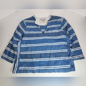 Ace & Jig 100% Cotton Blue & White Striped In Blue Jean Top Womens XS